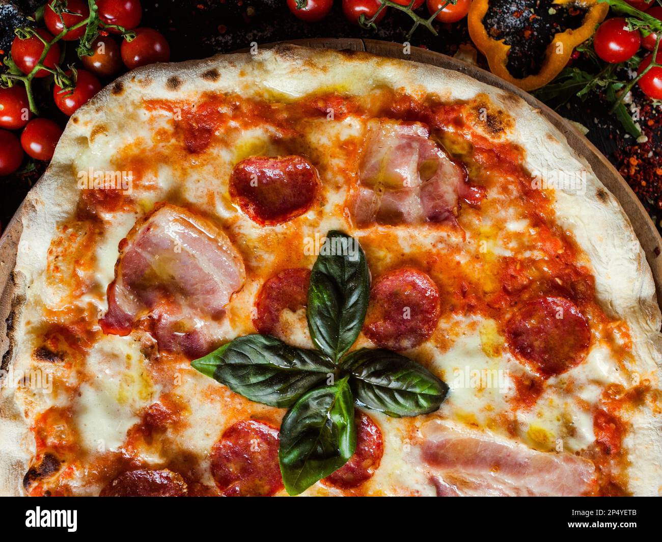 pepperoni pizza fattening meat meal Stock Photo Alamy