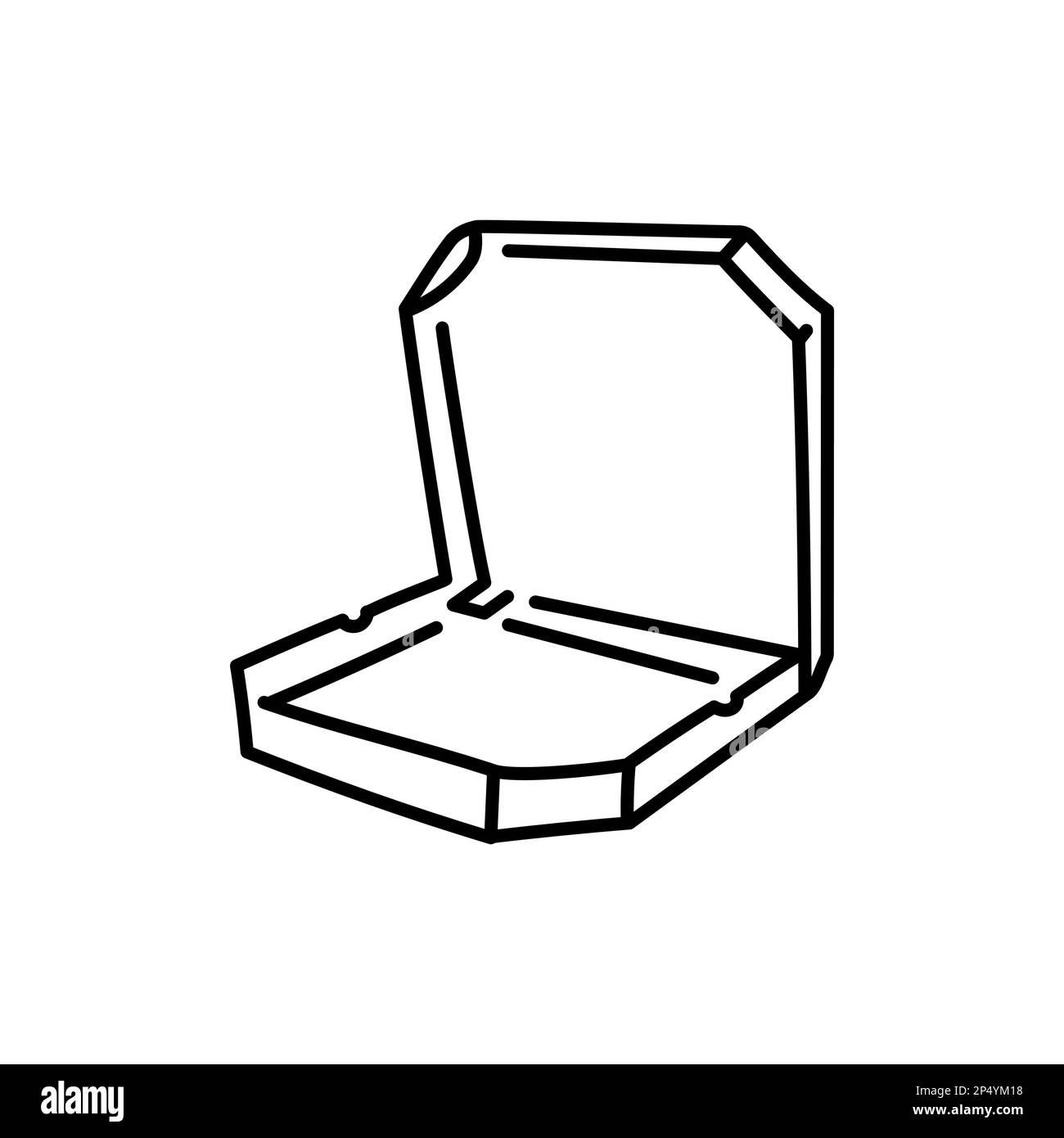 Pizza box black line icon. Takeout fastfood container. Take away