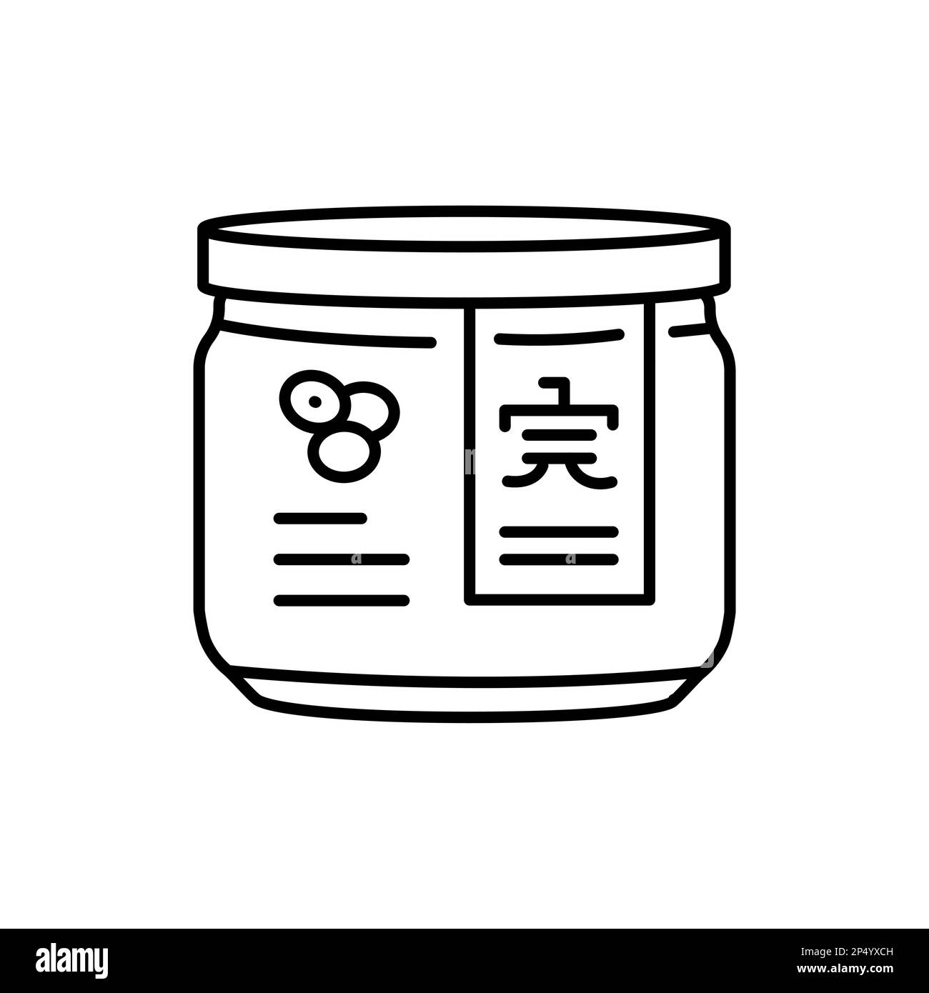 Miso paste in jar black line icon. Asian food. Pictogram for web page Stock Vector