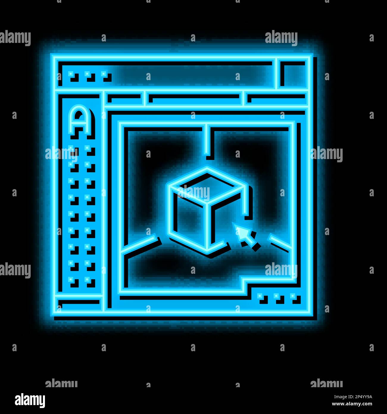 autocad 3d program neon glow icon illustration Stock Vector Image & Art ...