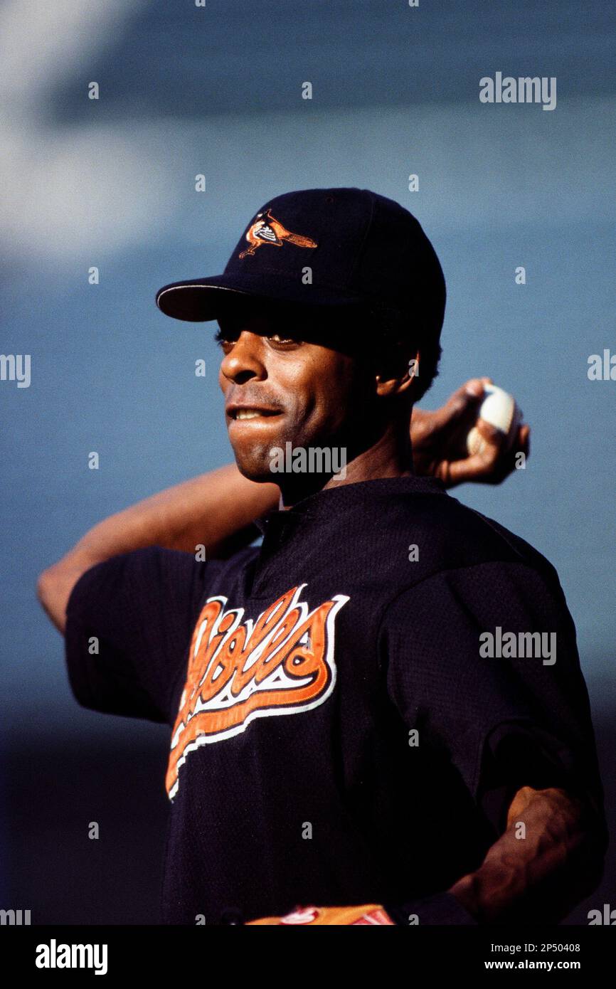 Delino DeShields of the Baltimore Orioles during a game against the Anaheim  Angels at Angel Stadium circa 1999 in Anaheim, California. (Larry  Goren/Four Seam Images via AP Images Stock Photo - Alamy