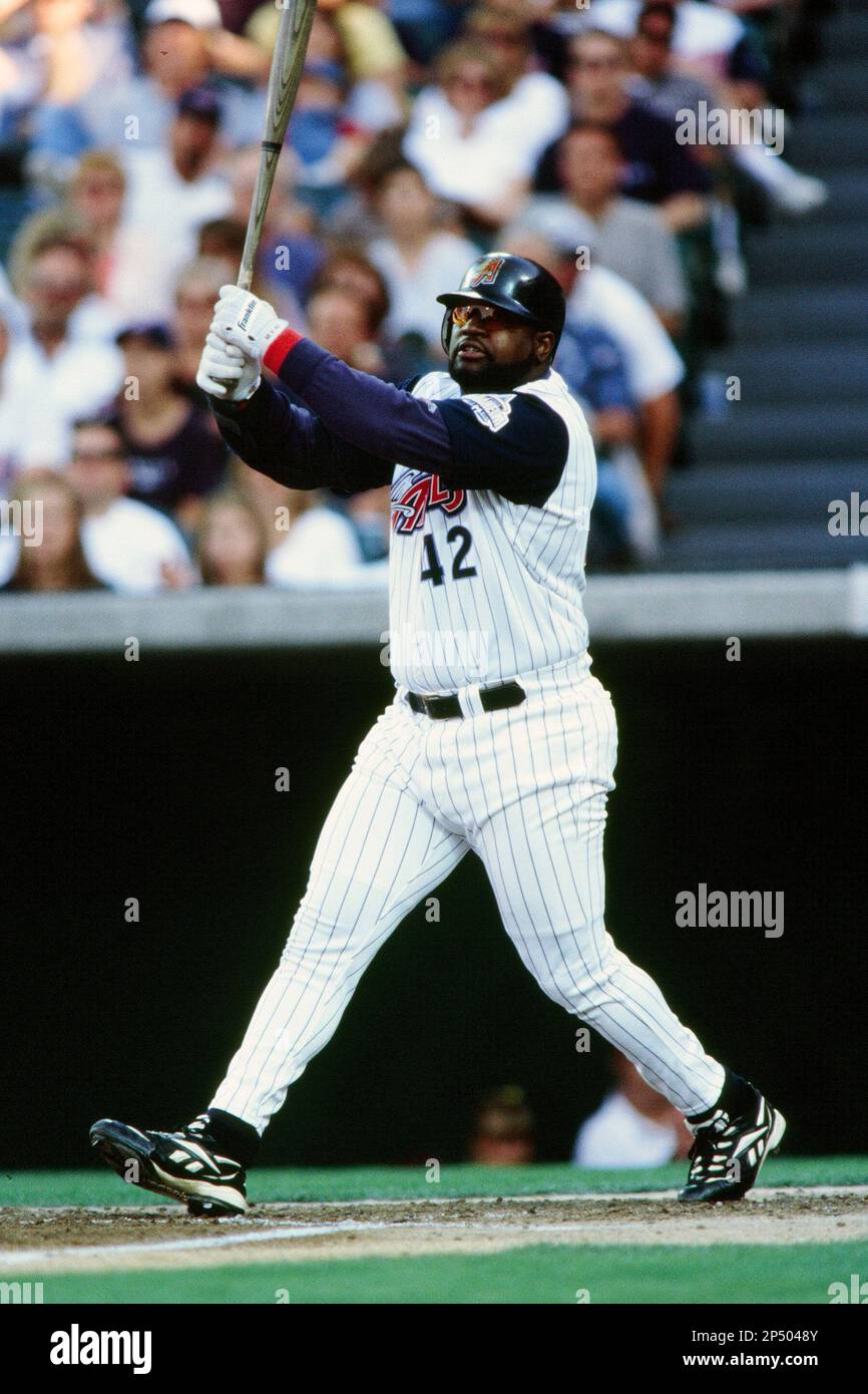 Mo Vaughn of the Anaheim Angels during a game circa 1999 at Angel Stadium  in Anaheim, California. (Larry Goren/Four Seam Images via AP Images Stock  Photo - Alamy