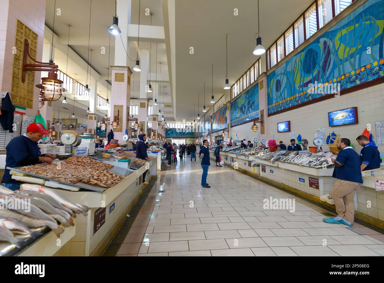 Fish Market of Kuwait City seen inside. Also know as Souk Sharq Fish