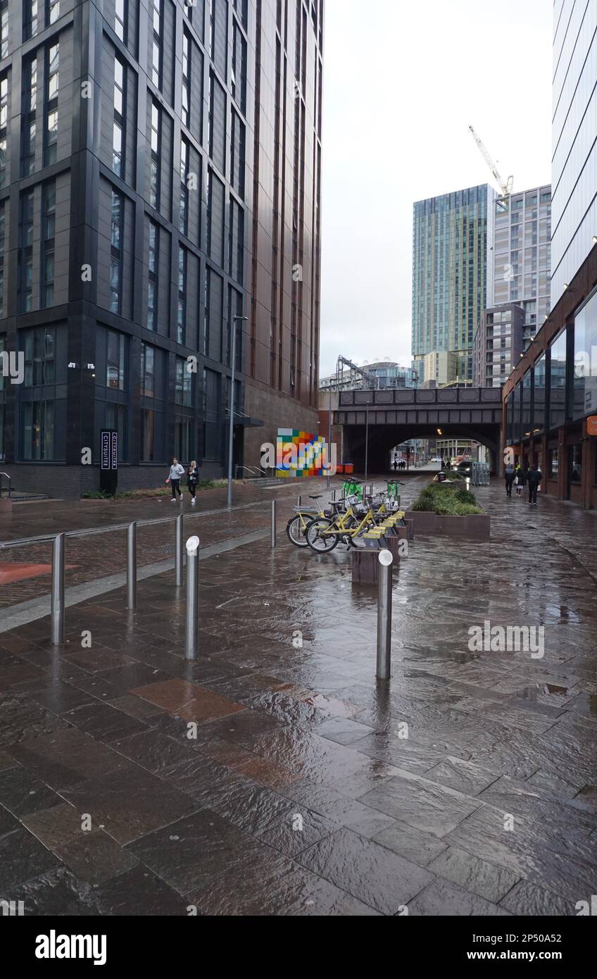 Wet city street in Manchester Spring 2023 Stock Photo - Alamy