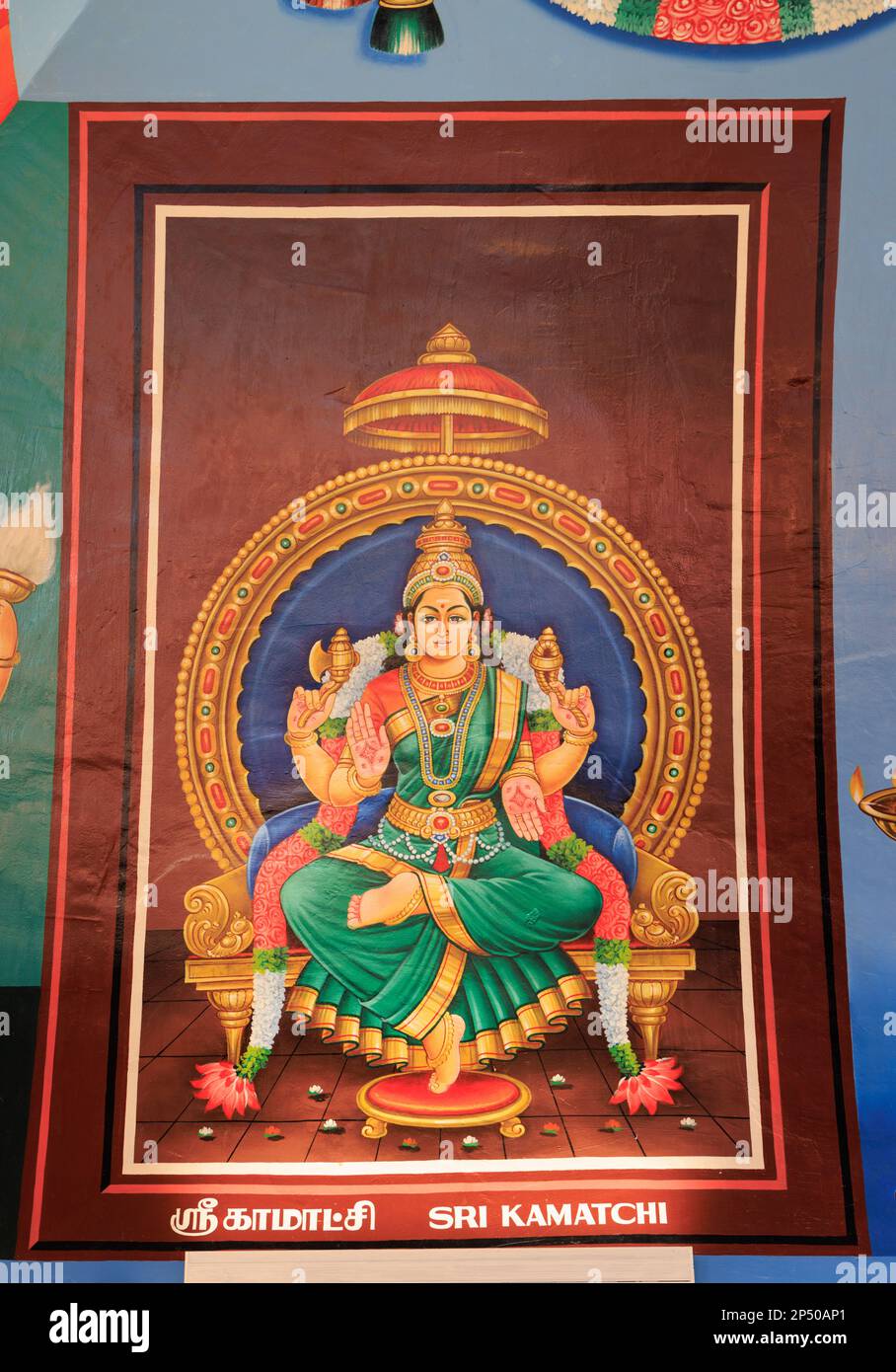 Ceiling painting in Sri Mariamman Temple, Singapore Stock Photo