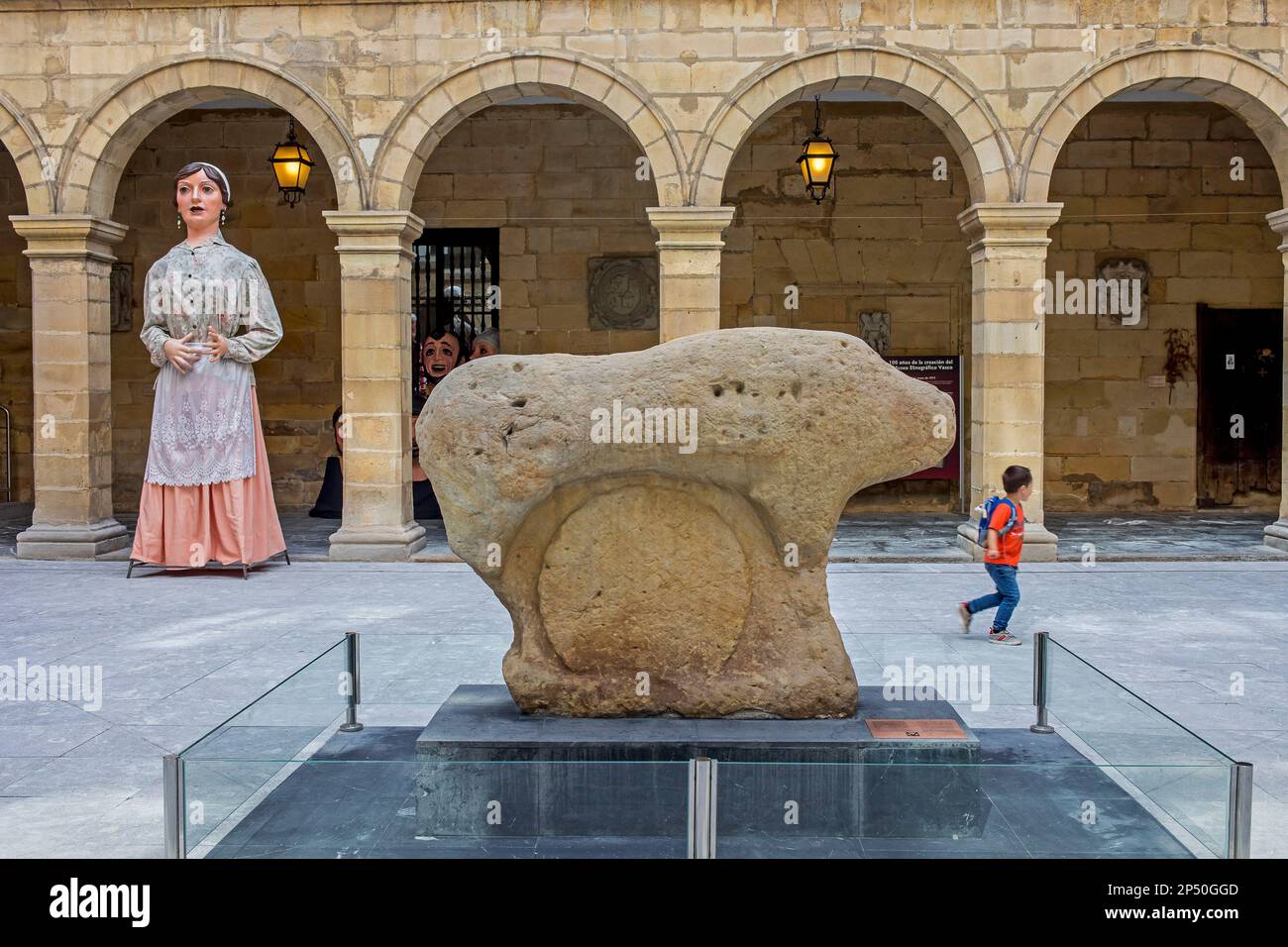 'Mikeldi' in courtyard of Euskal Museoa-Basque museum. Archaeological museum of Bizkaia and Ethnographic basque. Bilbao. Spain. Stock Photo