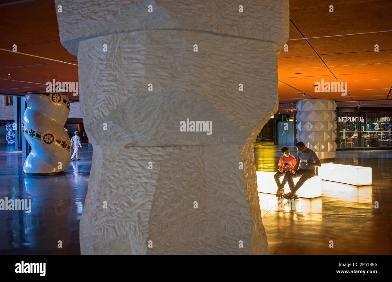 Atrium of cultures, Azkuna Zentroa, Alhondiga building, Bilbao, Bizkaia ...