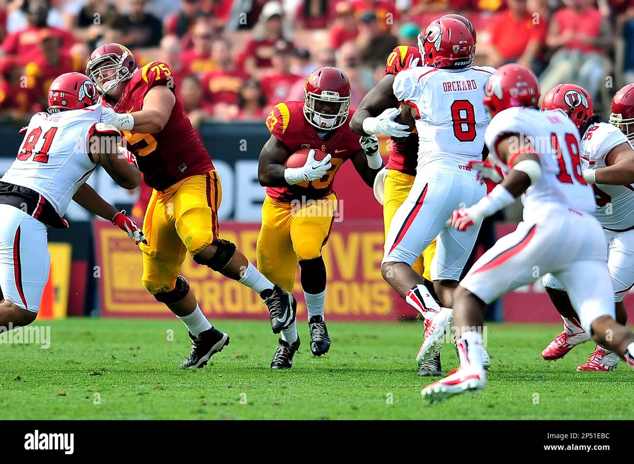 October 26, 2013 Los Angeles, CA.USC Trojans running back Tre Madden #23  runs in the second quarter in action during the NCAA Football game between  the USC Trojans and the Utah Utes