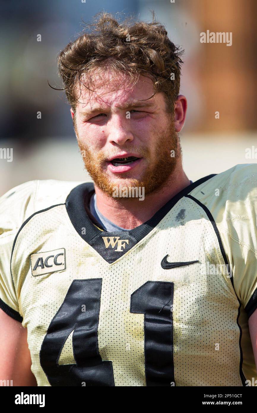 Mike Olson (41) of the Wake Forest Demon Deacons prior to