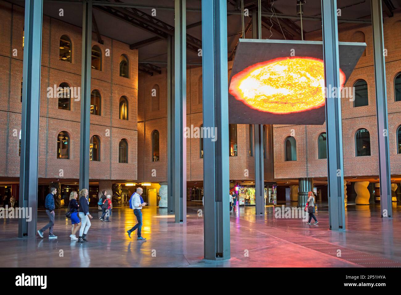 Atrium of cultures, Azkuna Zentroa, Alhondiga building, Bilbao, Bizkaia, Basque Country, Spain Stock Photo