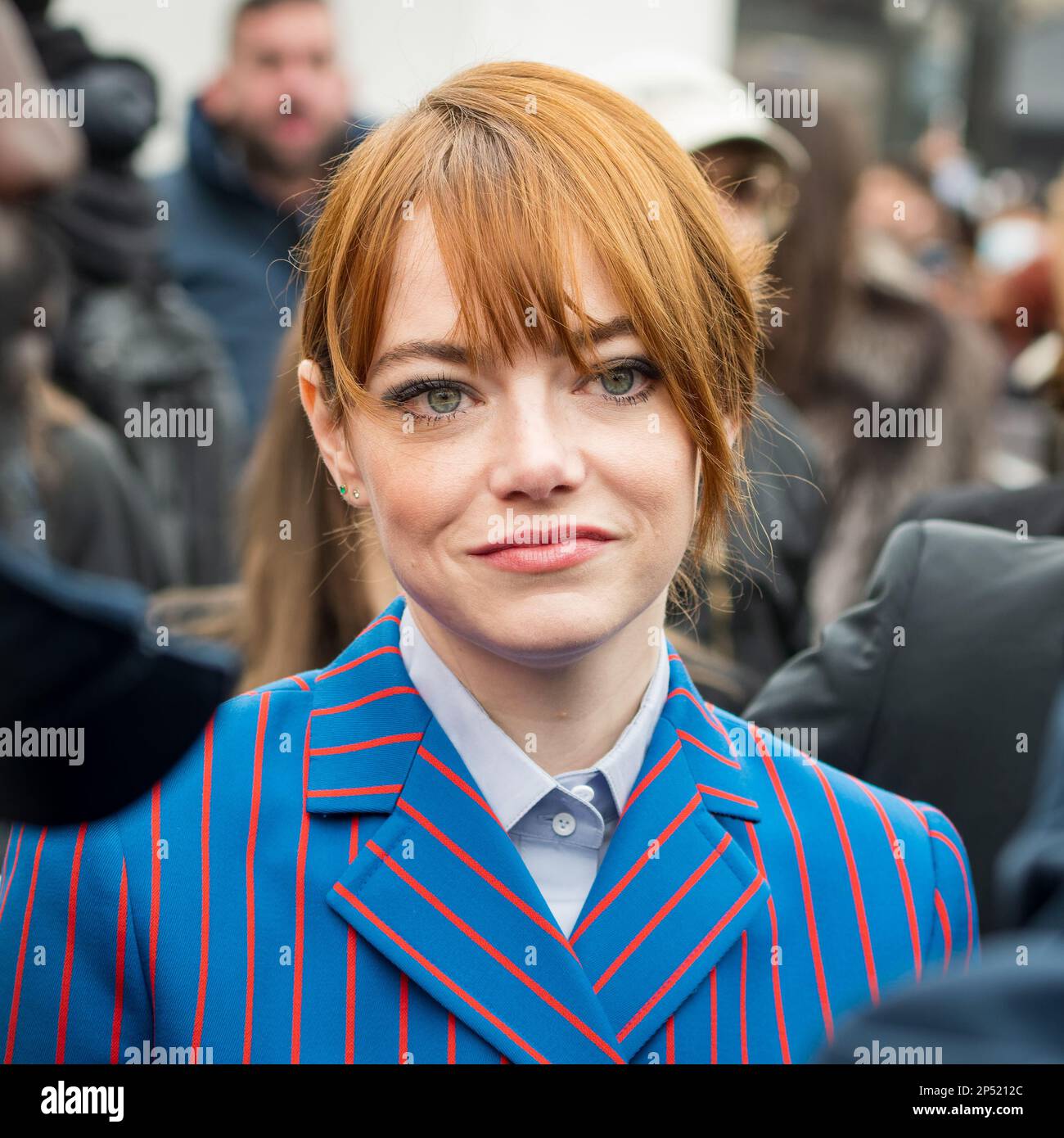 Emma Stone attends the Louis Vuitton Ready To Wear Fall/Winter 2022-2023  fashion collection, unveiled during the Fashion Week in Paris, Monday,  March 7, 2022. (Photo by Vianney Le Caer/Invision/AP Stock Photo 