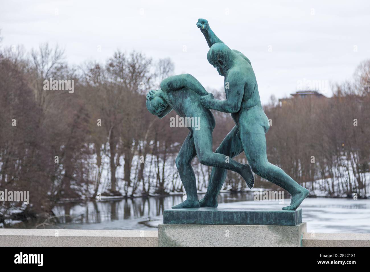 Norway, Oslo - 17 February 2019: Sculpture In Frogner Park, Sculpture ...