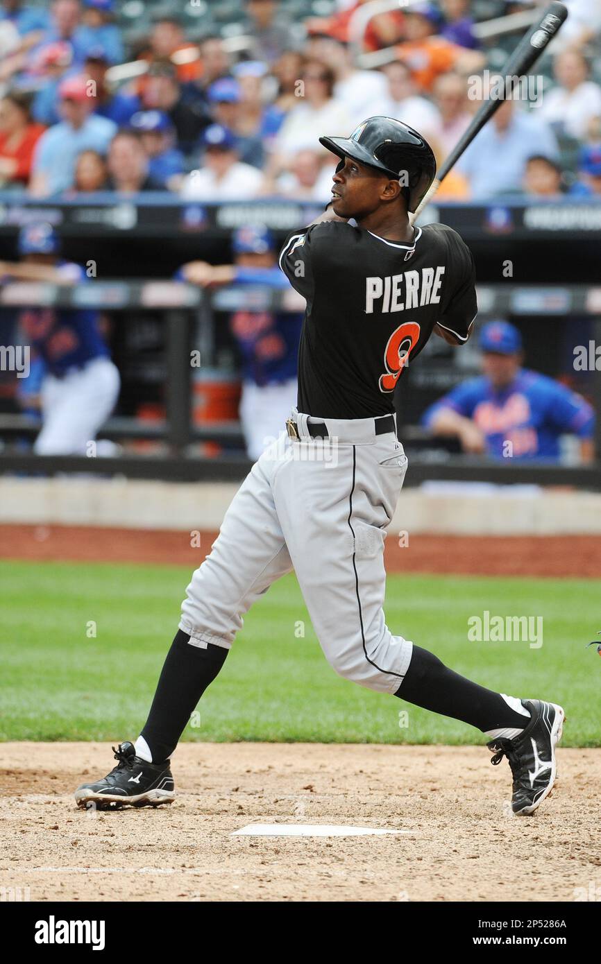 Outfielder Juan Pierre of the Florida Marlins points during Game 2