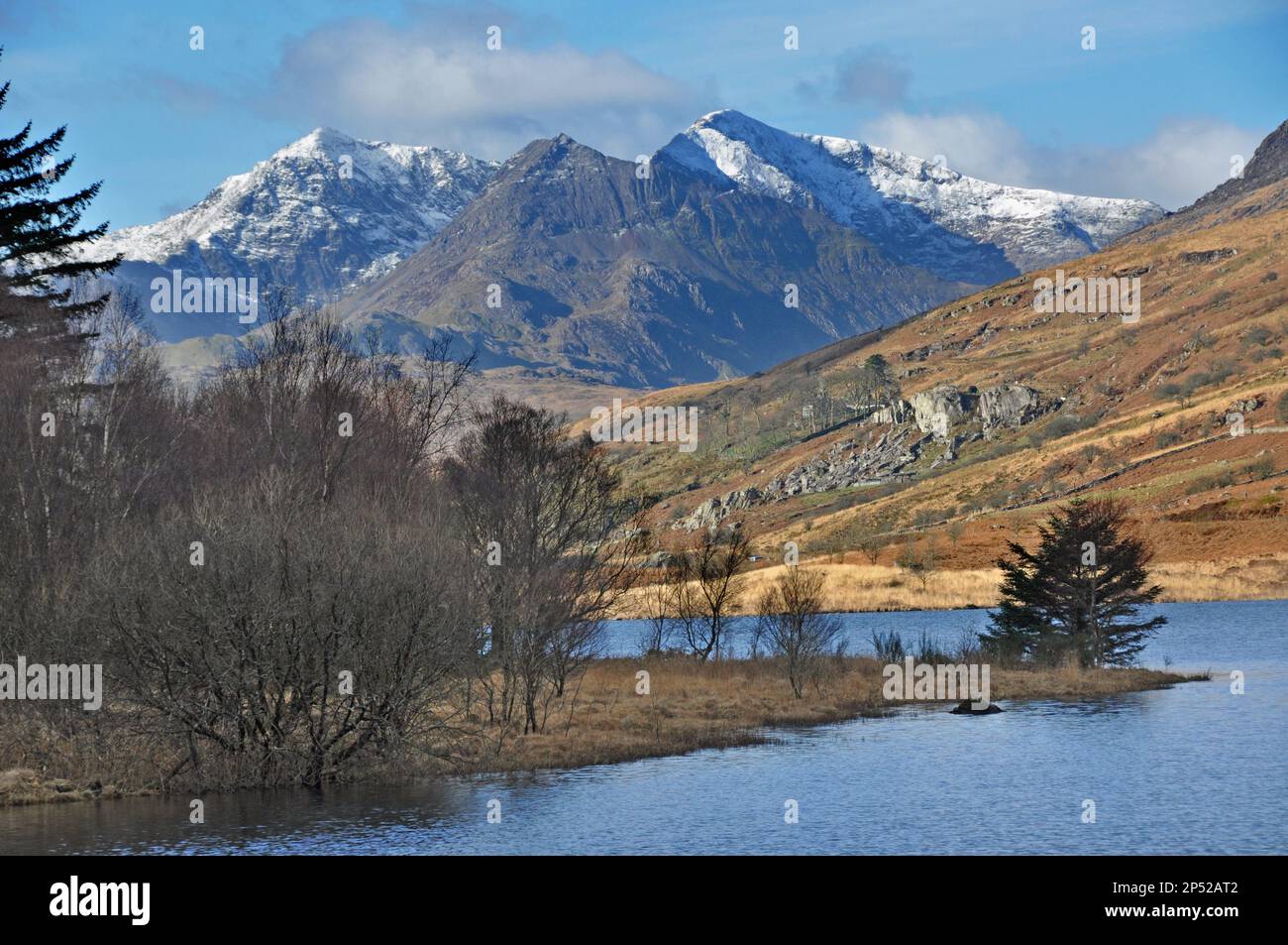 Snowdon from Lake Vyrnwy, Capel Curig, Wales, UK Stock Photo
