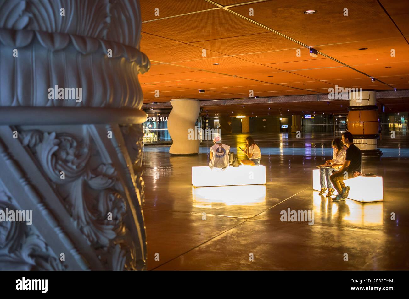 Atrium of cultures, Azkuna Zentroa, Alhondiga building, Bilbao, Bizkaia, Basque Country, Spain Stock Photo