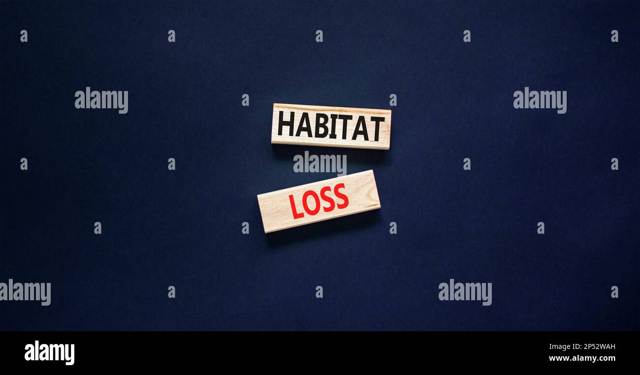 Habitat loss symbol. Concept words Habitat loss on wooden block. Beautiful black table black