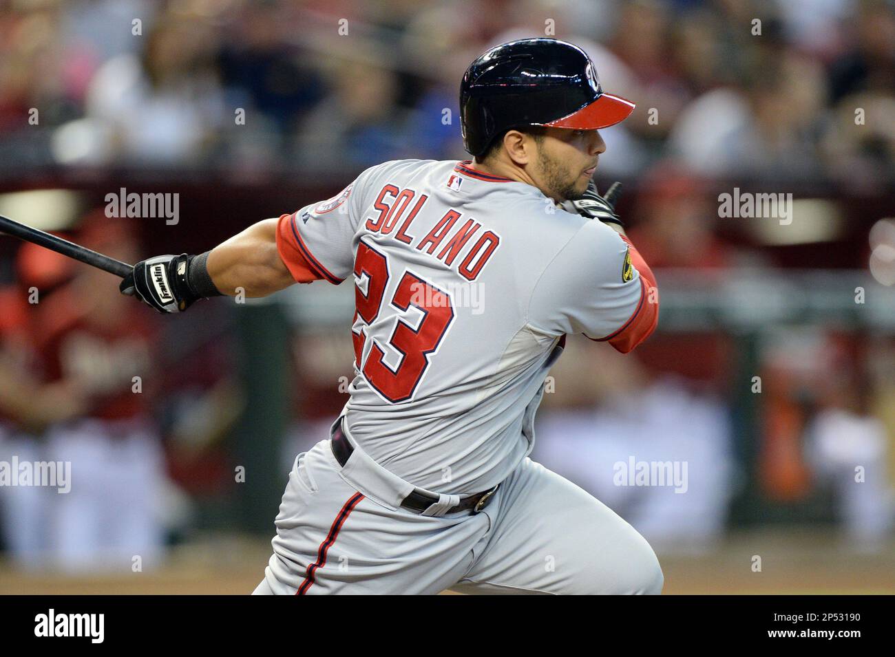 Washington Nationals catcher Jhonatan Solano (23) during a game against the  Arizona Diamondbacks at Chase Field