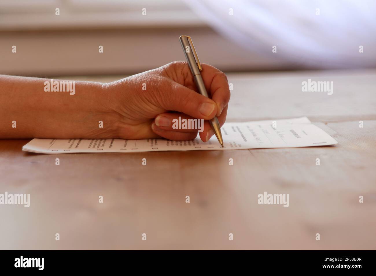 Ticking Off A Form Stock Photo Alamy