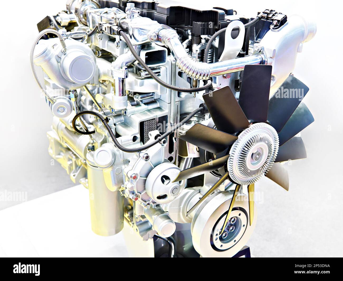 Modern diesel engine on exhibition Stock Photo Alamy
