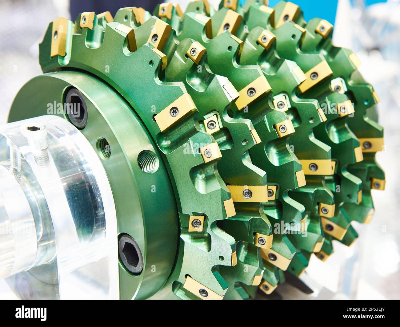 Gear cutting hob mill with module Stock Photo