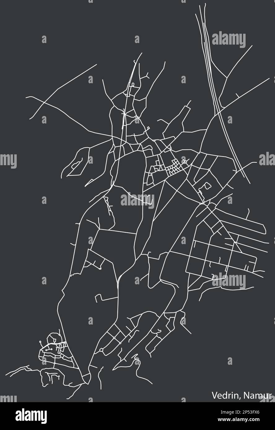 Street roads map of the VEDRIN DISTRICT, NAMUR Stock Vector