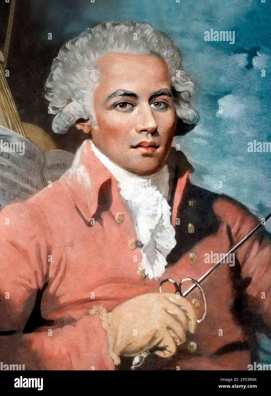 Chevalier de Saint-Georges. Portrait of the French violinist and composer, Joseph Bologne, Chevalier de Saint-Georges (1745-1799), painting by Mather Brown, 1789 Stock Photo