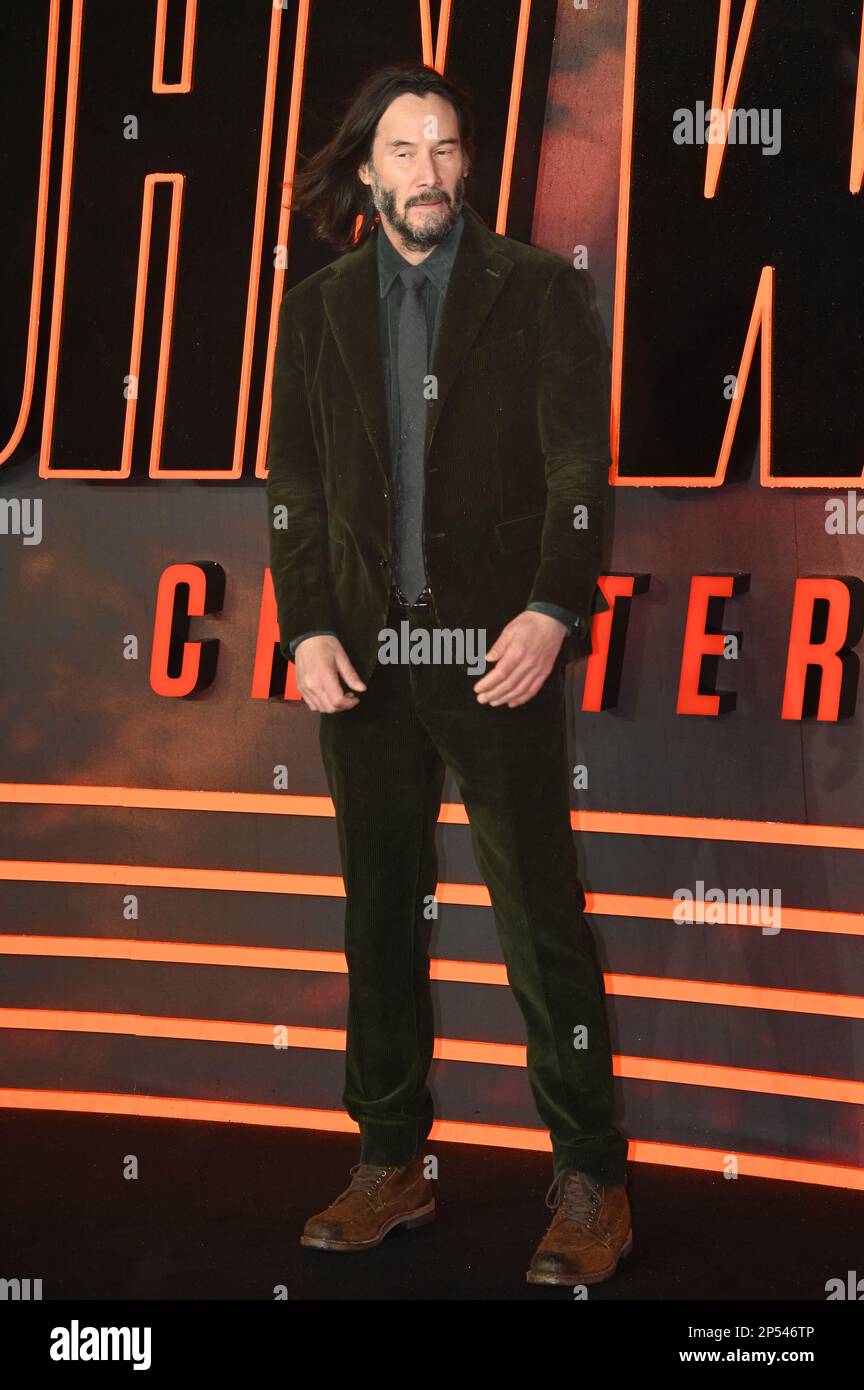 London, UK. 06/03/2023, Keanu Reeves attends the UK gala screening of 'John Wick: Chapter 4 at Cineworld Leicester Square, London, UK. Photo date: 6th March 2023. Stock Photo