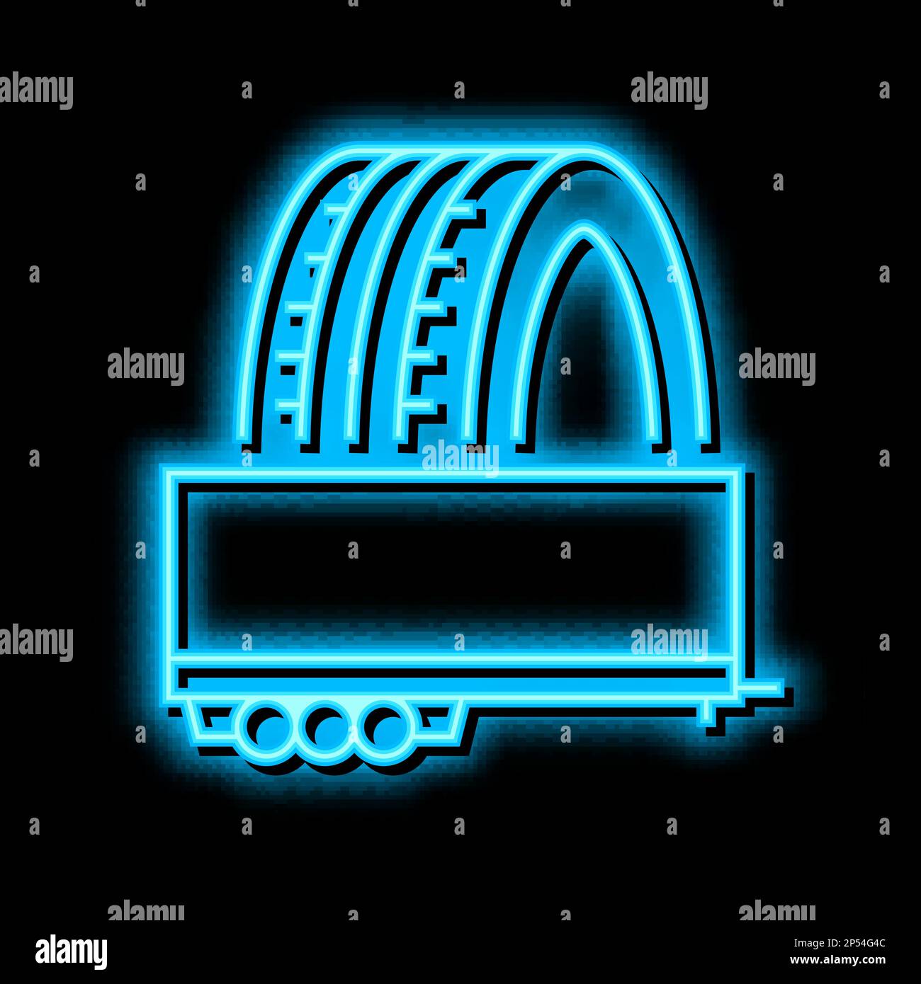 trailer tires neon glow icon illustration Stock Vector
