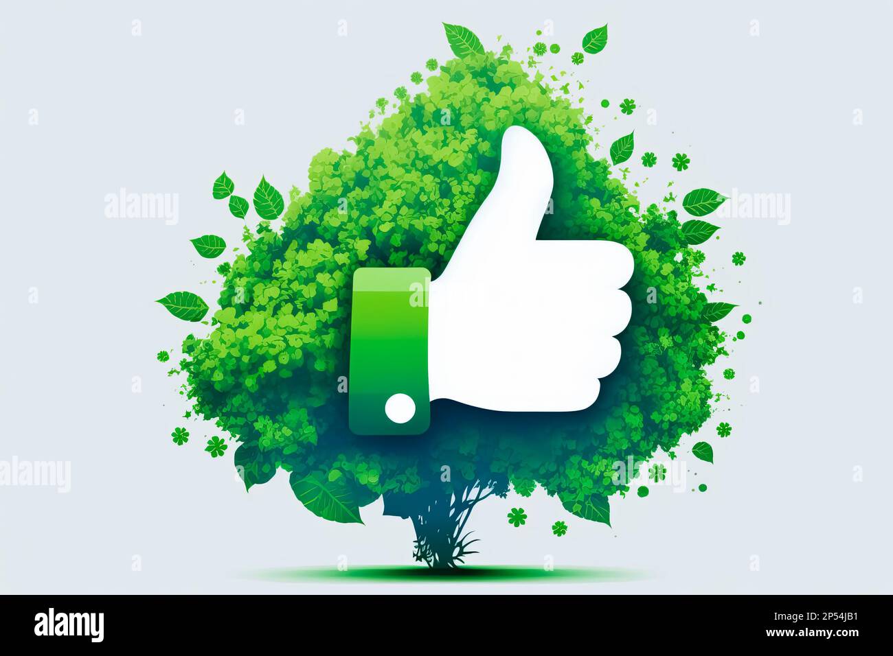 Finger Raised Up Against The Background Of Green Leaves Gesture