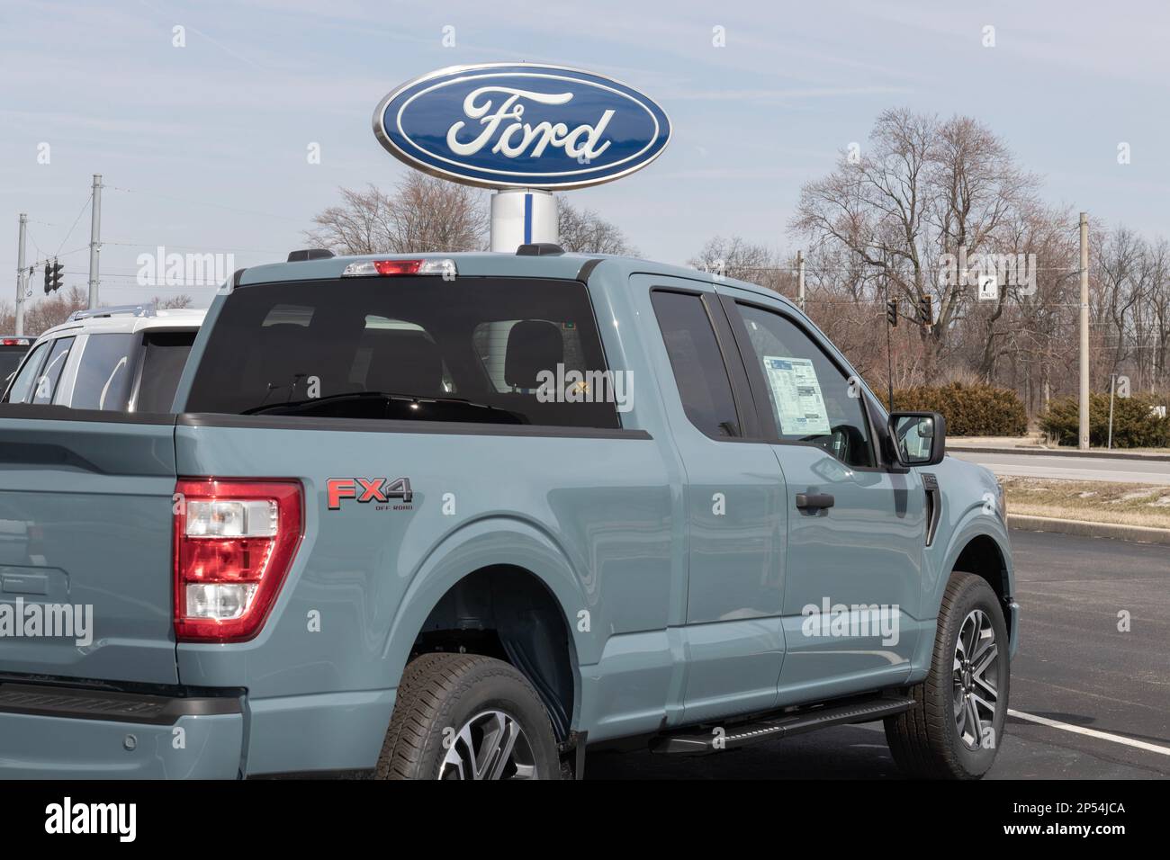 Anderson Circa March 2023 Ford F150 display at a dealership. The