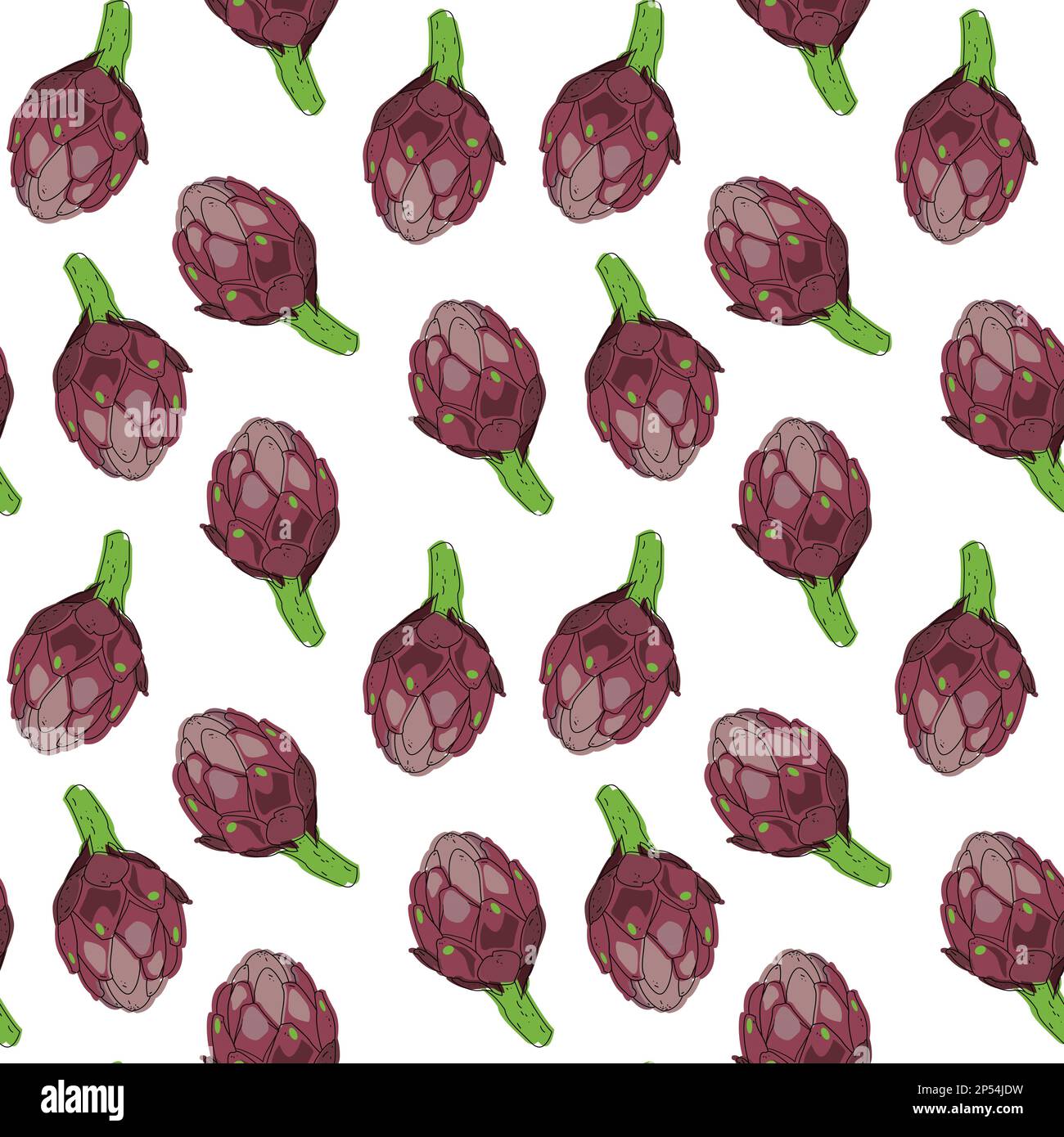Vector seamless pattern with artichokes. Beautiful design elements, perfect for prints and patterns. Vector Stock Vector