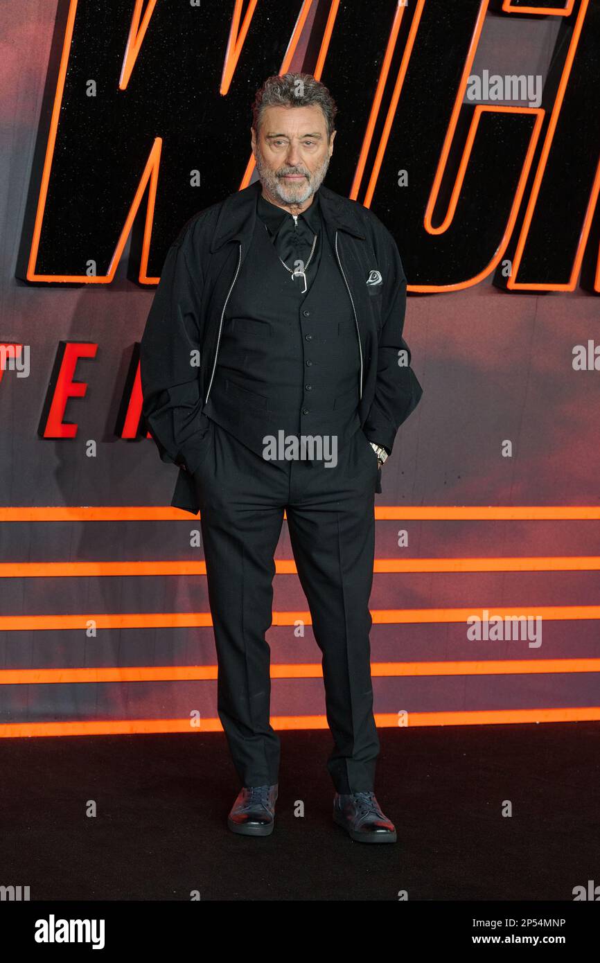 London, UK . 6 March, 2023 . Ian McShane pictured at the UK Premiere of John Wick Chapter 4 held at the Cineworld Leicester Square. Credit:  Alan D West/Alamy Live News Stock Photo