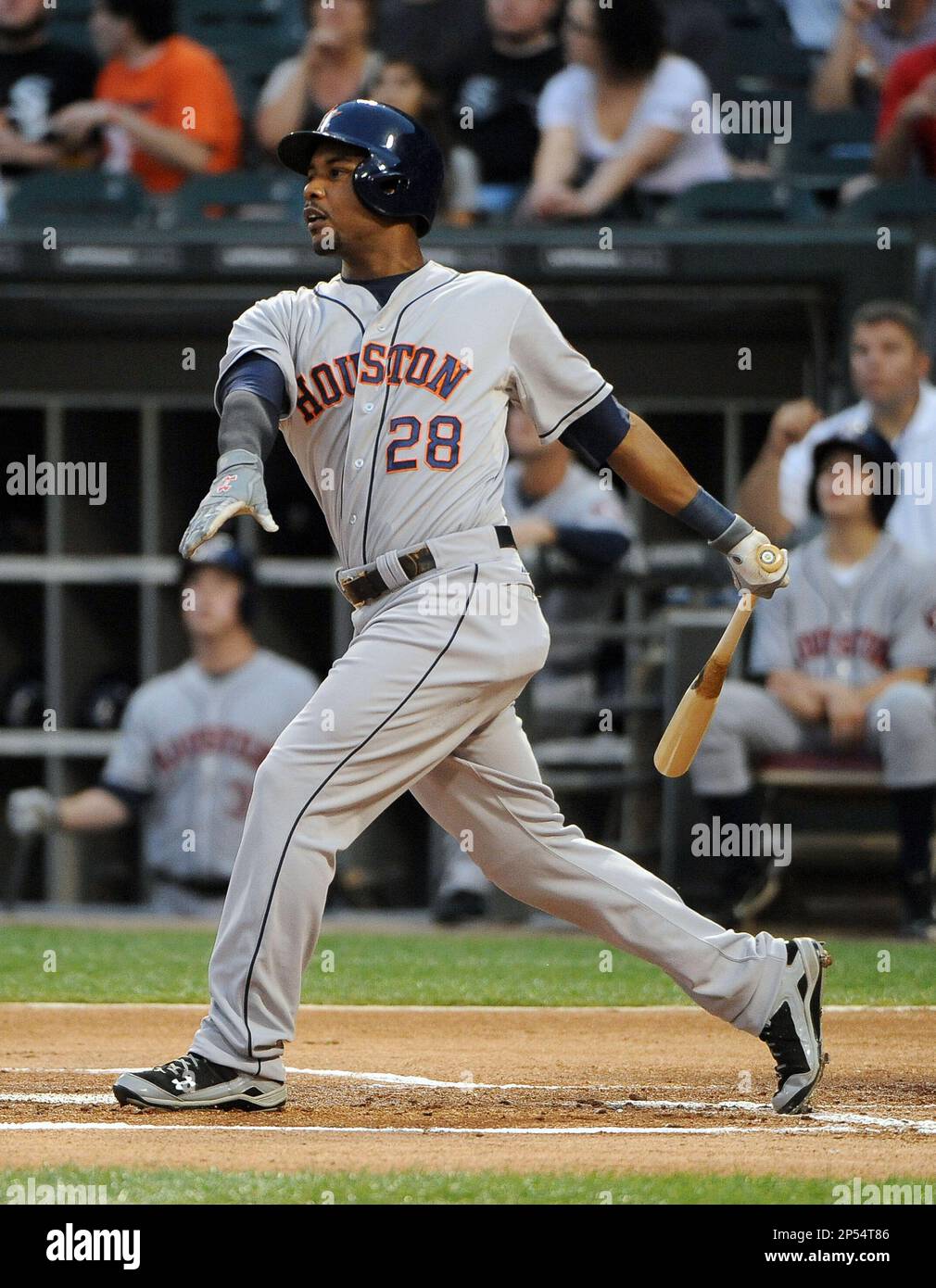 Houston Astros LJ Hoes (28) during a game against the Chicago White Sox on  August 28