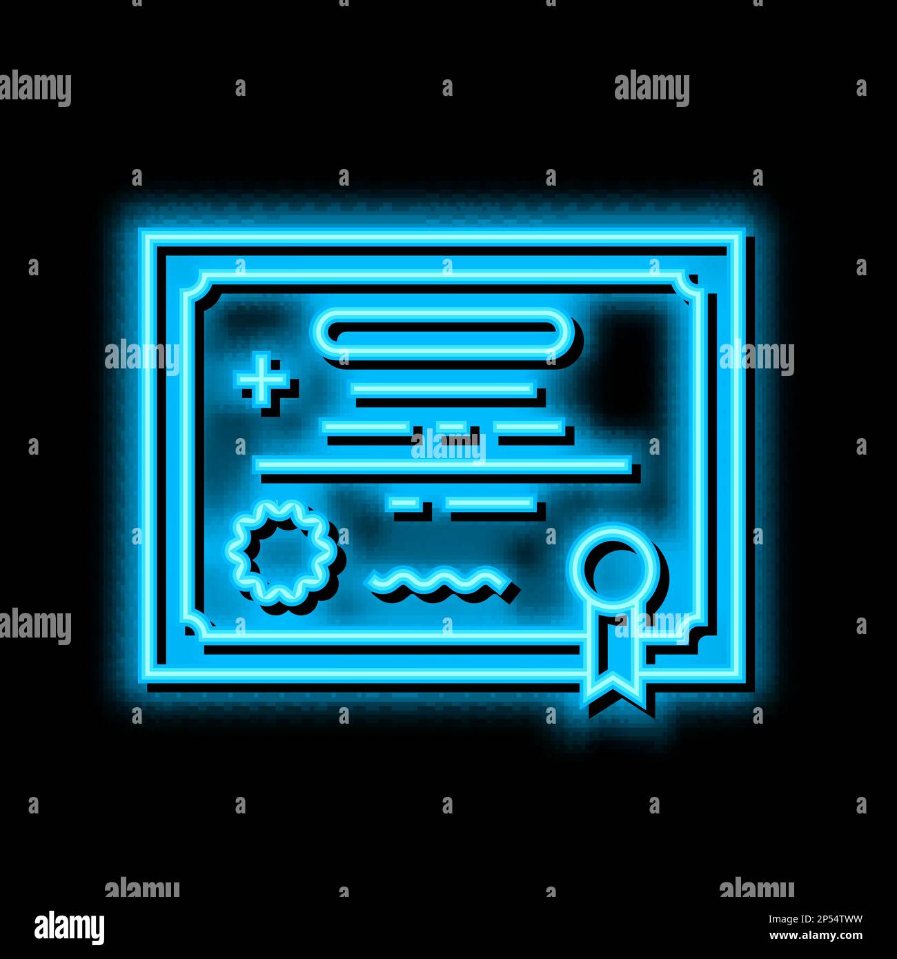medical license neon glow icon illustration Stock Vector