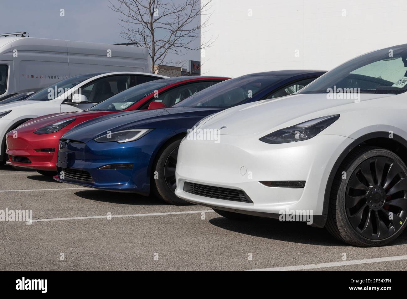 Indianapolis Circa March 2023 Tesla EV electric vehicles on display