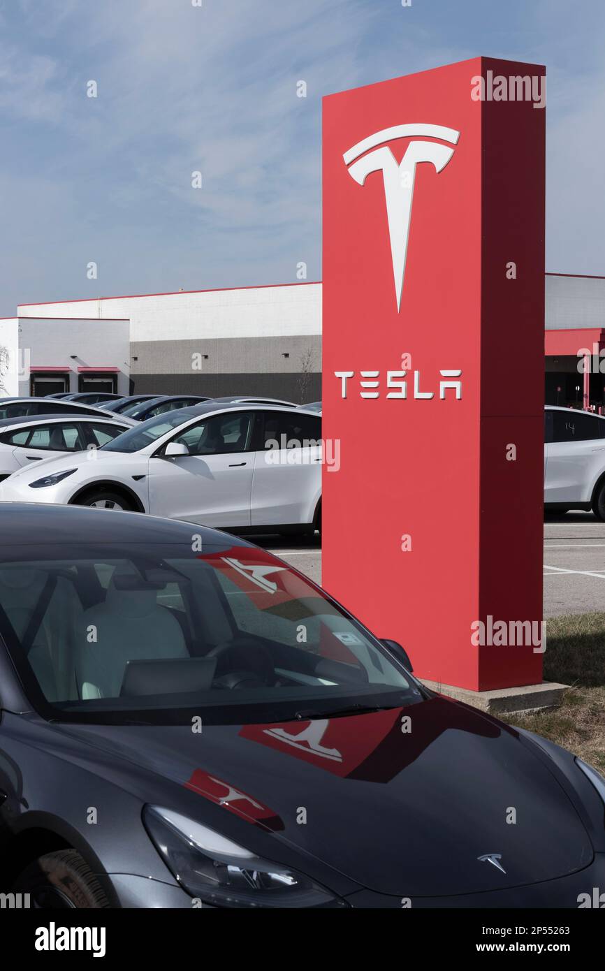 Indianapolis Circa March 2023 Tesla EV electric vehicles on display