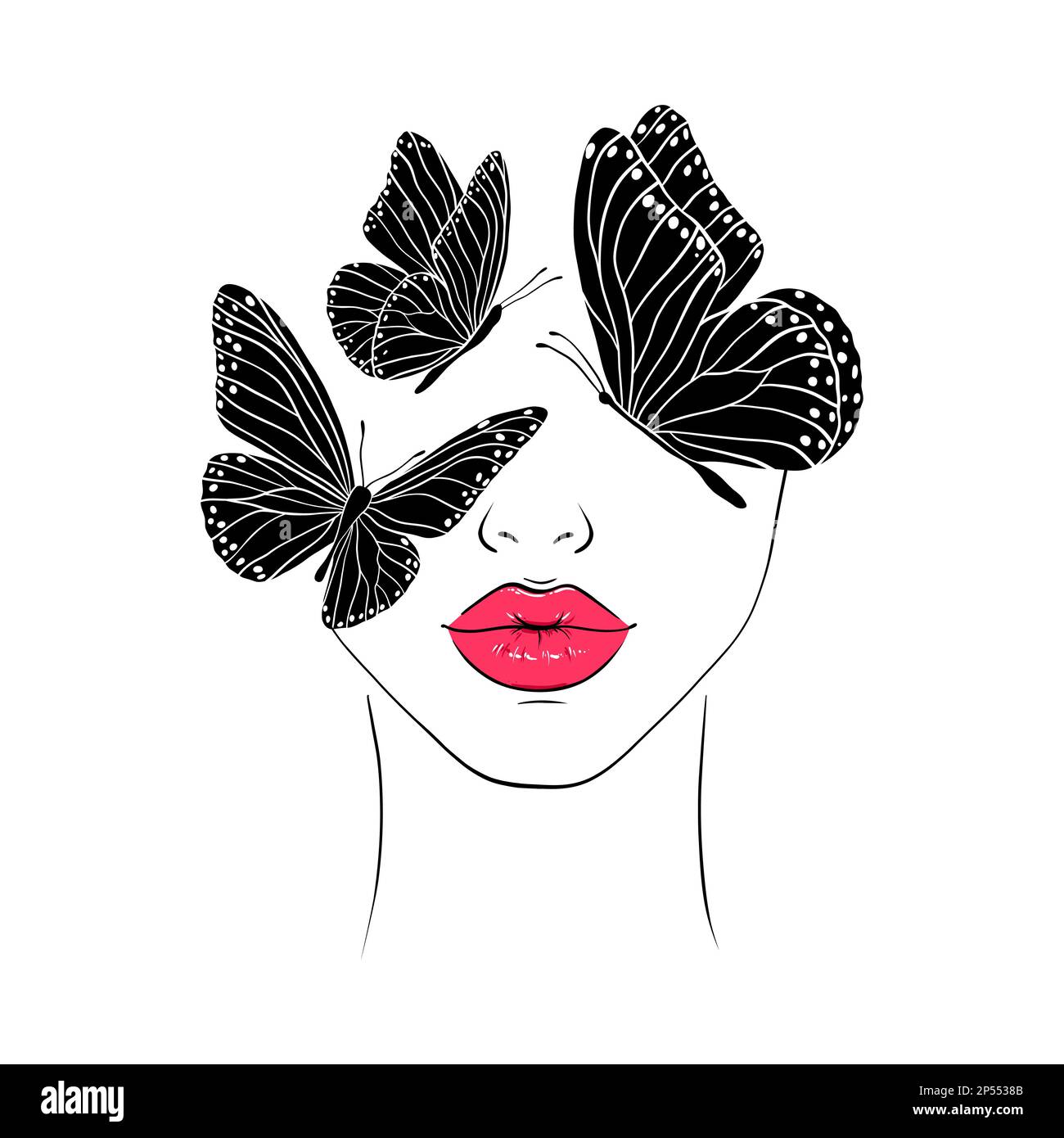 Woman face and butterflies Stock Vector Image & Art Alamy