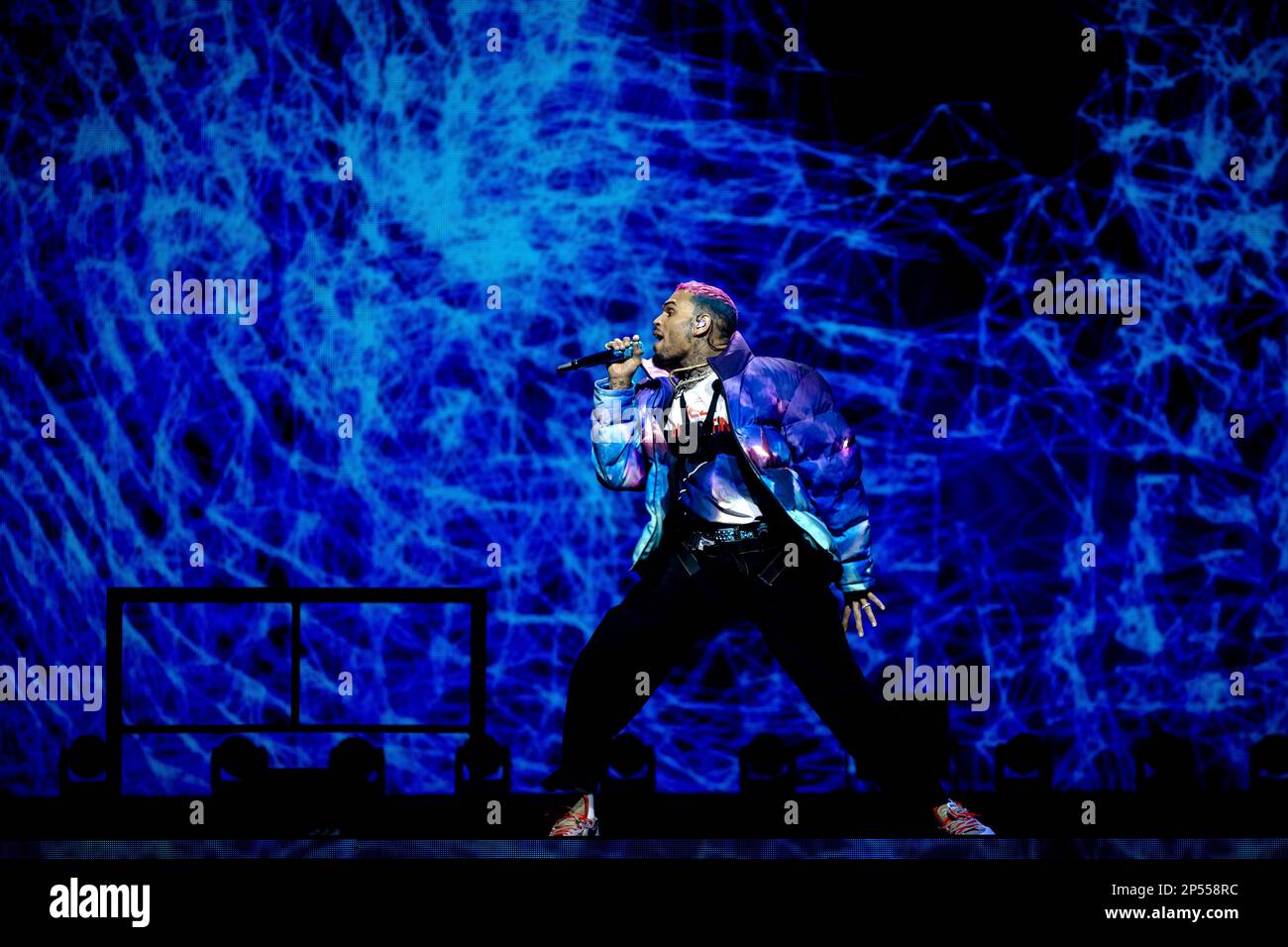 Chris Brown Amsterdam 2023 AMSTERDAM - 06/03/2023, Chris Brown during a concert in the Ziggo Dome. The concert is part of the Under the Influence Tour. ANP SANDER KONING netherlands out - belgium out Stock Photo - Alamy