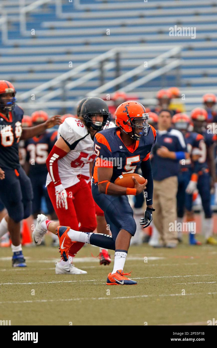 Nassau Community College Lions QB Jordan Rodriguez #13 in action during a  game against ASA College in a Junior College Football game on Saturday,  November 10, 2012 in Brooklyn, NY. ASA College