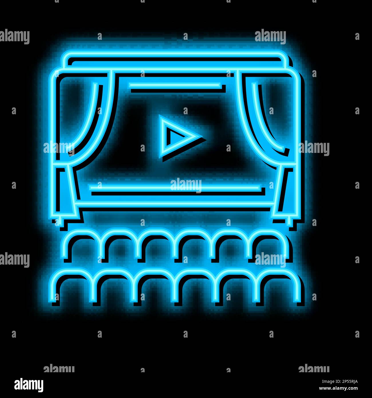 cinema display and seats neon glow icon illustration Stock Vector