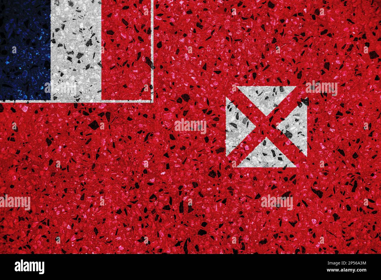Wallis and Futuna Islands flag on a textured background. Concept collage. Stock Photo