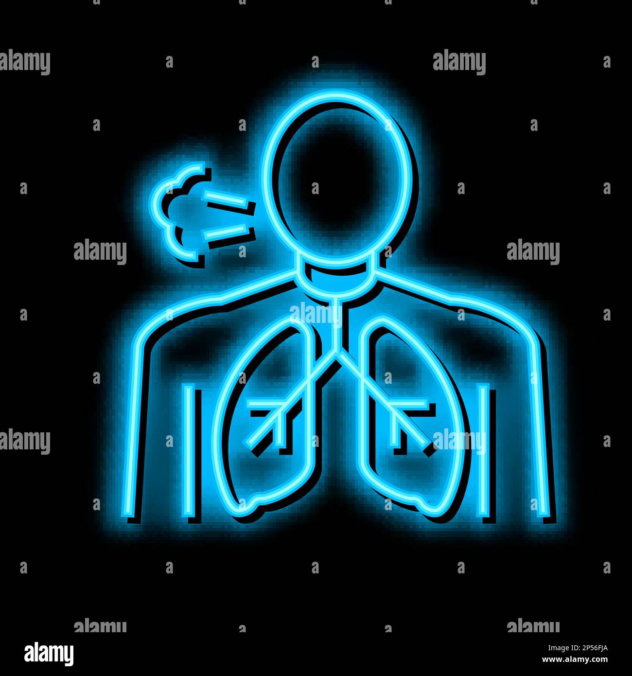 Shortness Of Breath Neon Glow Icon Illustration Stock Vector Image ...