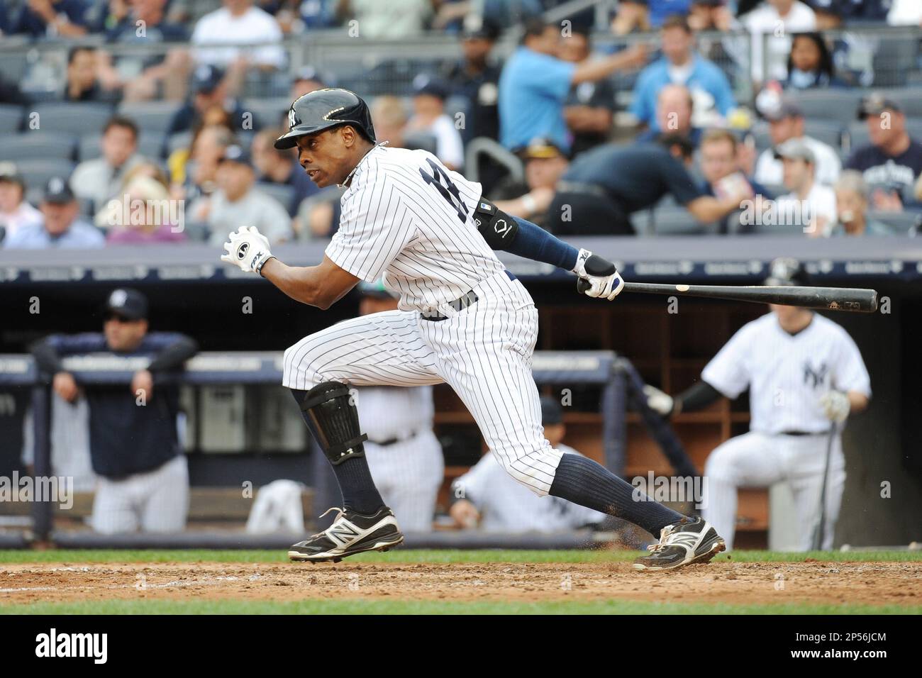 April 02, 2011; Bronx, NY, USA; New York Yankees outfielder Curtis  Granderson (14) before game against the Detroit Tigers at Yankee Stadium.  Yankees defeated the Tigers 10-6. (Tomasso De Rosa/Four Seam Images