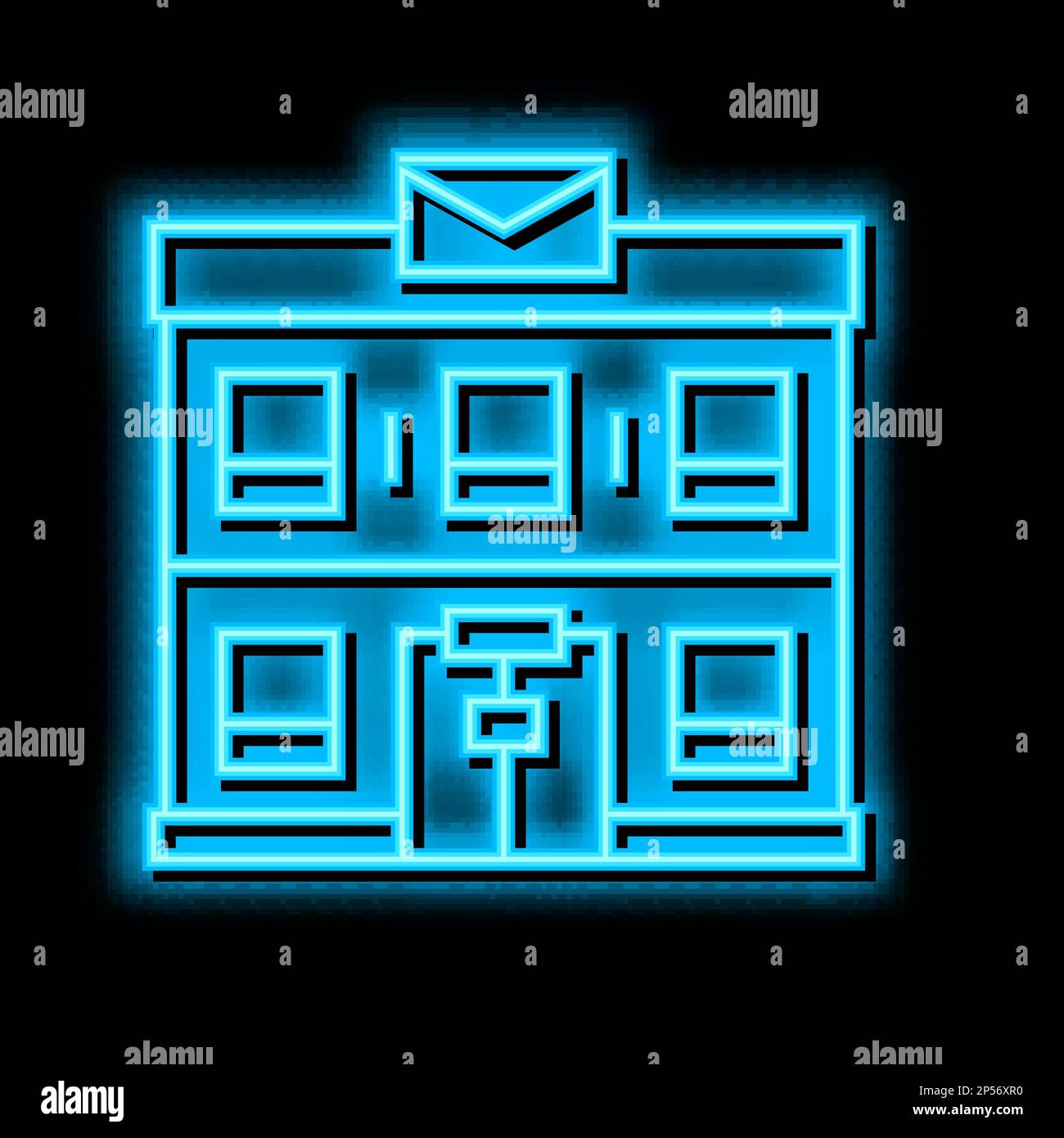 post office building neon glow icon illustration Stock Vector Image ...