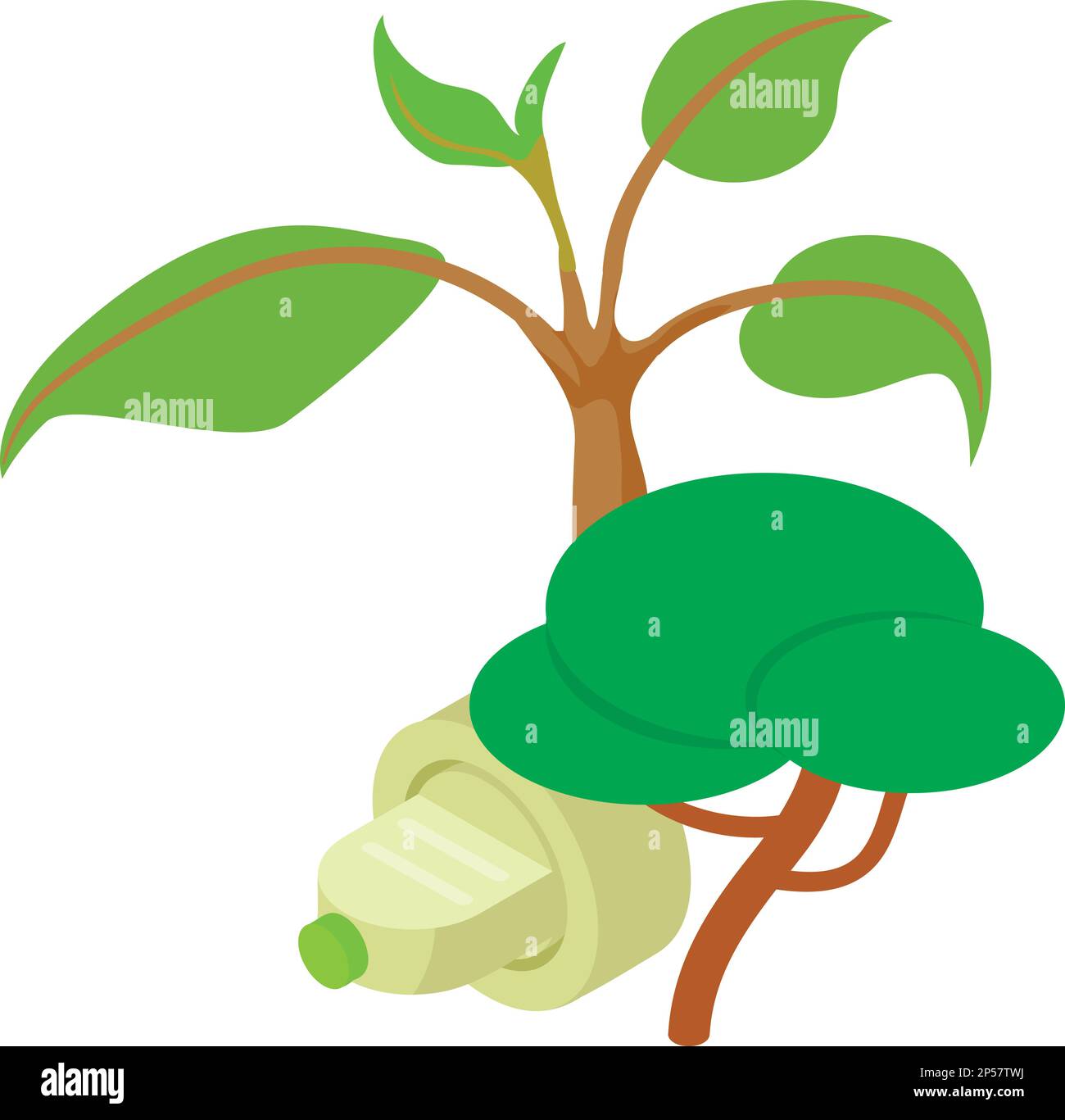 Green energy icon isometric vector. Plug inserted into socket, tree, green branch. Ecology concept, alternative energy source Stock Vector