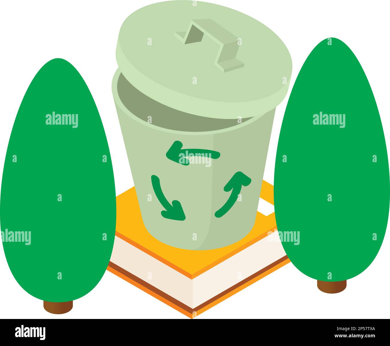 Paper recycling icon isometric vector. Trash can, recycling sign, book