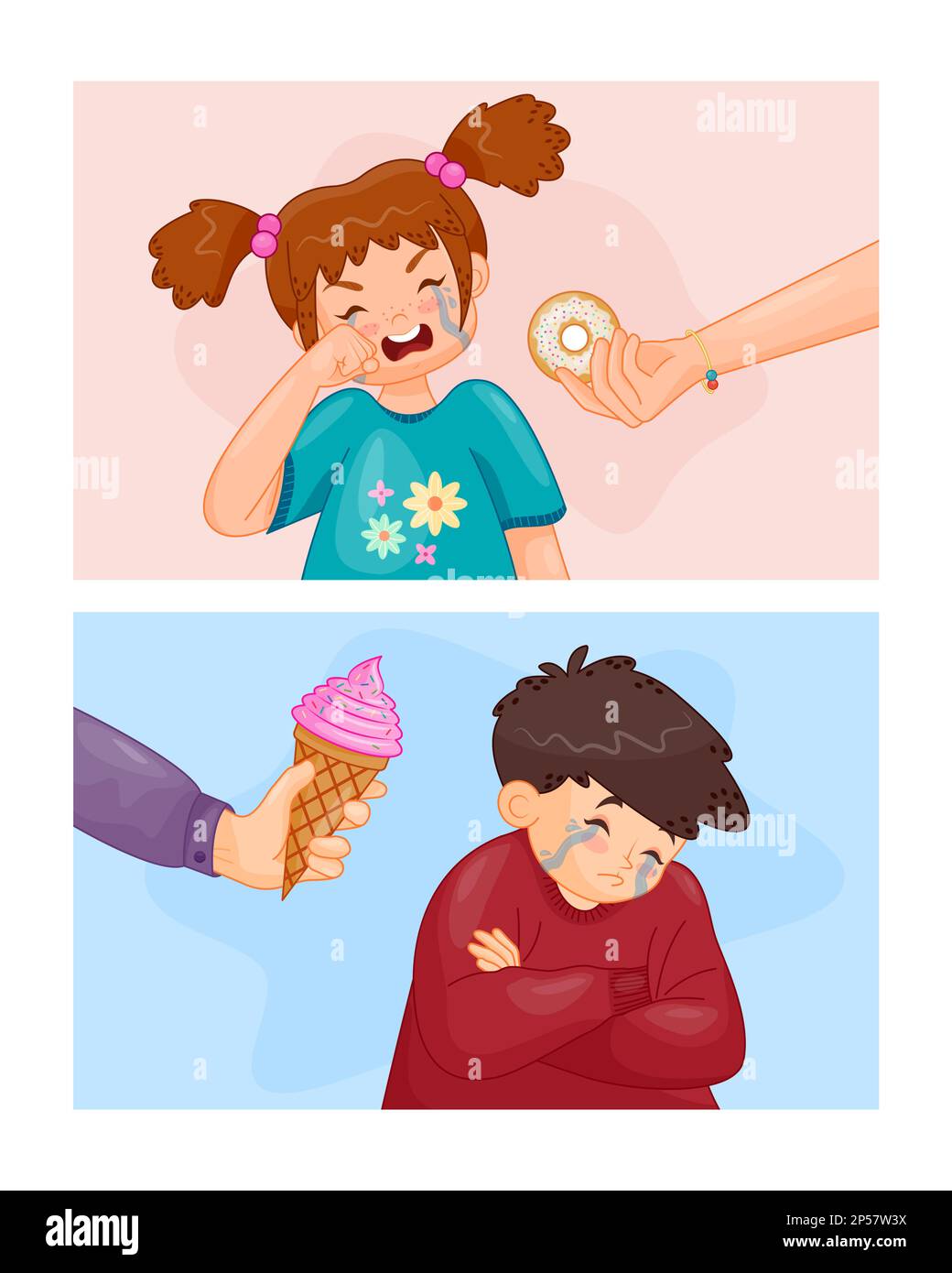 Children cry for sweetness Stock Vector