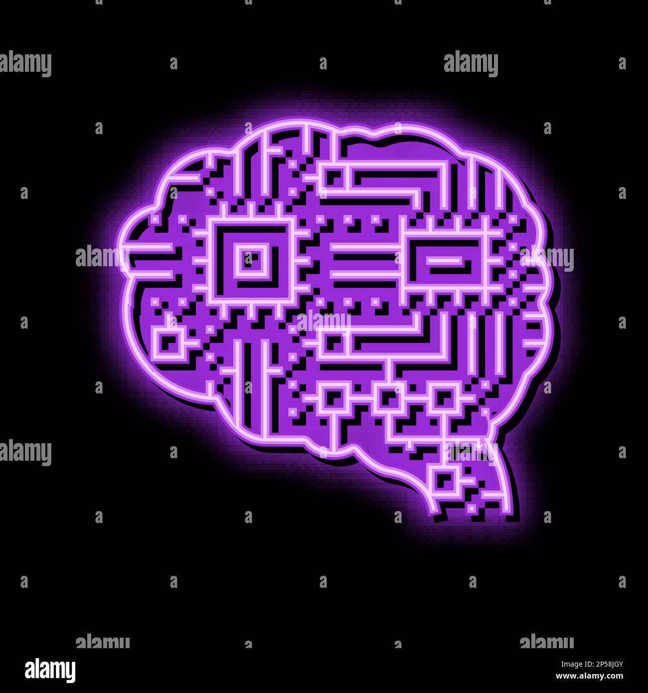technology brain neon glow icon illustration Stock Vector Image & Art ...