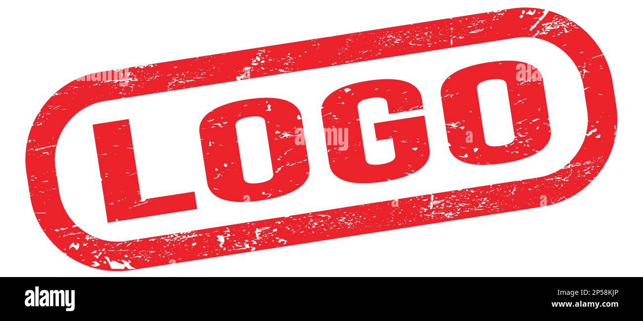 LOGO, text written on red rectangle stamp sign Stock Photo - Alamy