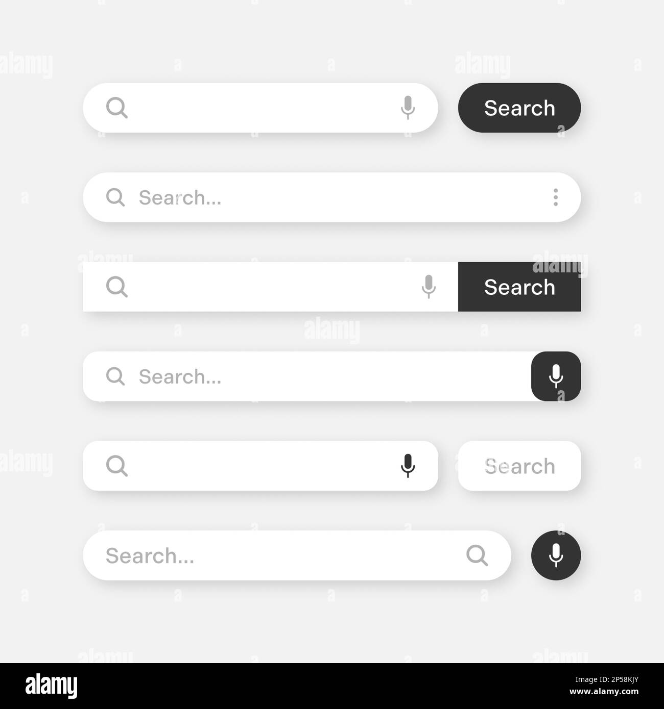 Various search bar templates. browser engine with search box, address bar and text